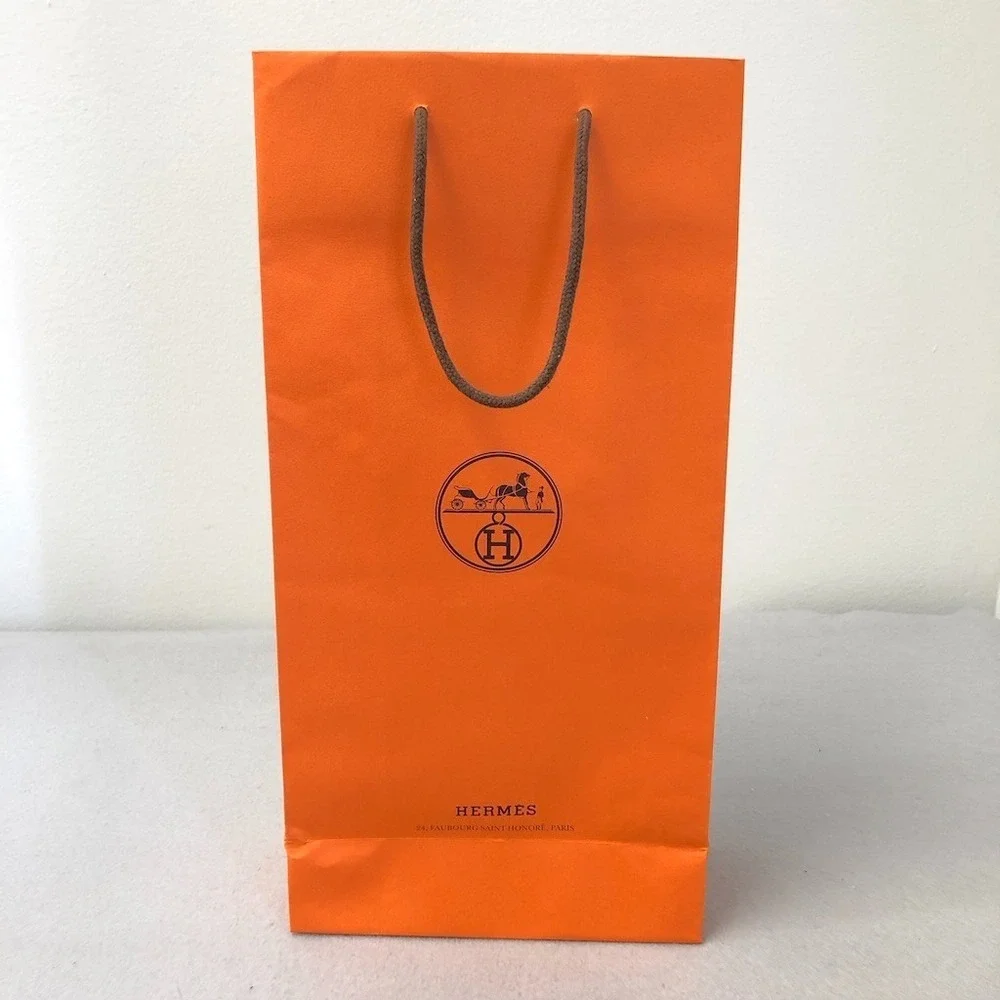 Hermes Authentic Orange‎ Paper Shopping Bag Gift Small Rectangle 16x8.5x3.75